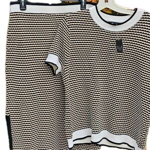 Ella  RAFAELLA  Black and Gold Striped Skirt Set Size Large NWT